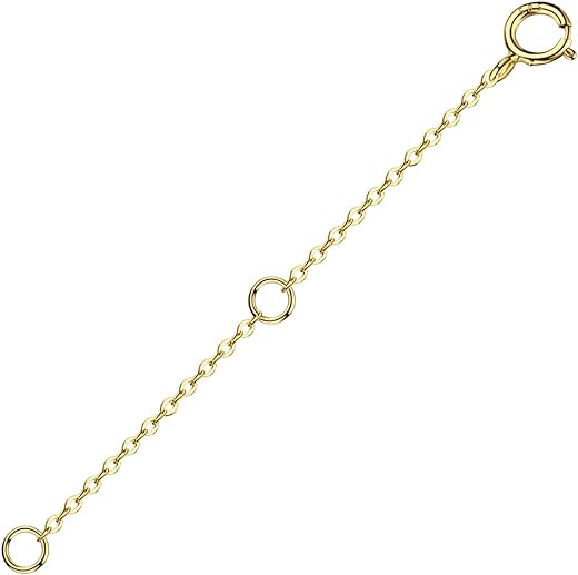 14K Solid Gold Necklace Extender Real 14K Bracelet Extender 2 3 4 Inch Durable Adjustable Chain Gold Anklets Extension for Women 2" 3" 4" (14K Yellow Gold-2 Inch)