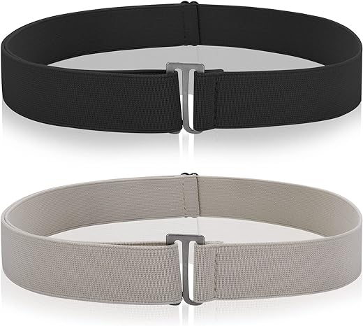 2PCS No Show Women's Stretch Belt Invisible No Show Invisible Belt Women Elastic Stretch Waist Belt With Flat Buckle