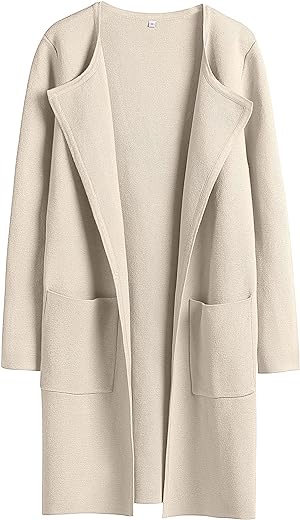 ANRABESS Women's Open Front Knit Lightweight Cardigan Casual Long Coatigan Sweater Lady Jacket Coat 2024 Fall Outerwear