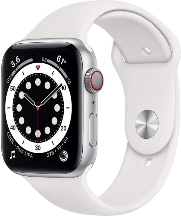 Apple Watch Series 6 (GPS + Cellular, 40mm) - Silver Aluminum Case with White Sport Band (Renewed)