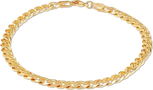 Barzel 18K Gold Plated Curb Link Anklet For Women - Made In Brazil