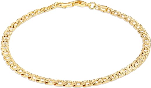 Barzel 18K Gold Plated Pave Curb Anklet for Women - Made In Brazil