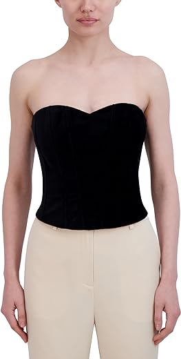 BCBGMAXAZRIA Women's Strapless Sweetheart Neck Velvet Top