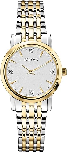 Bulova Classic Quartz Ladies Watch, Stainless Steel Diamond