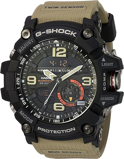 CASIO G Shock Quartz Watch with Resin Strap, Beige, 30 (Model: GG1000-1A5)