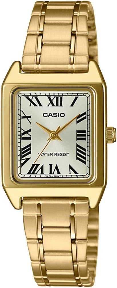 Casio LTP-V007G-9B Women's Rectangular Gold Tone Stainless Steel Roman Gold Dial Dress Watch