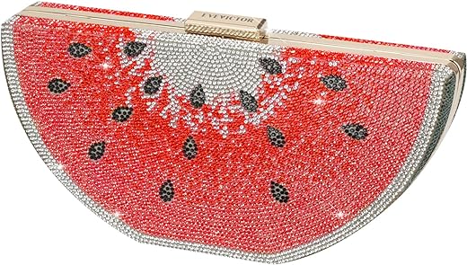 Clutch Purse for Women, Crystal Evening Bag, Watermelon Shape Handbag, Rhinestone Money Hand Bag