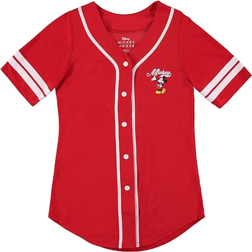 Disney Ladies Mickey Mouse Fashion Shirt - Mickey & Minnie Mouse Baseball Jersey Mickey Mouse Button Down Baseball Jersey