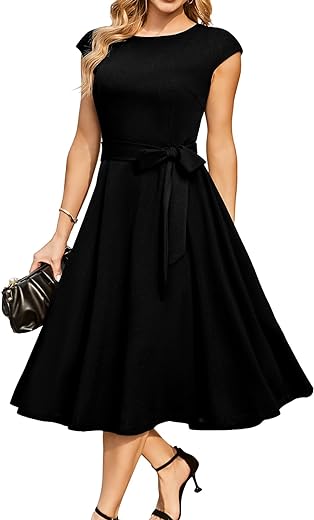 DRESSTELLS Women's Cocktail Dresses 2024 Modest Wedding Guest Dress, Graduation Prom & Bridesmaid