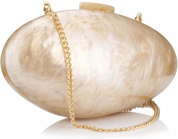 EROUGE Women Evening Pearl Bag Gold Acrylic Clutch Handbag for Evening Wedding Party