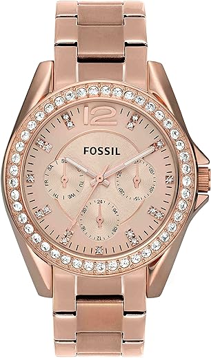 Fossil Riley Women's Watch with Crystal Accents and Stainless Steel Bracelet Band