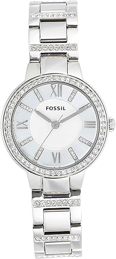 Fossil Virginia Women's Watch with Crystal Accents and Self-Adjustable Stainless Steel Bracelet Band