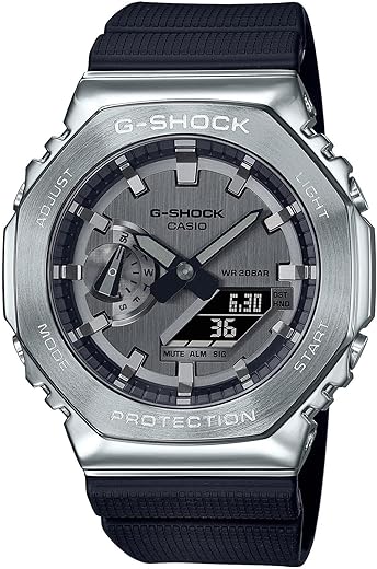 G-Shock Casio Metal Covered Octagonal Black Resin Band Watch GM2100-1A