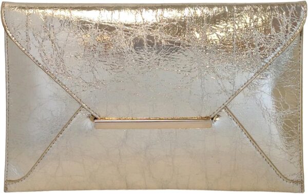 JNB Crushed Metallic Envelope Clutch