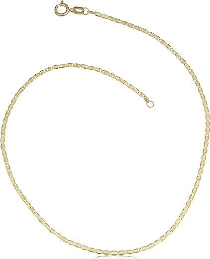 Kooljewelry 10k Yellow Gold Flat Oval Link Anklet (1.2mm, 10 inch)