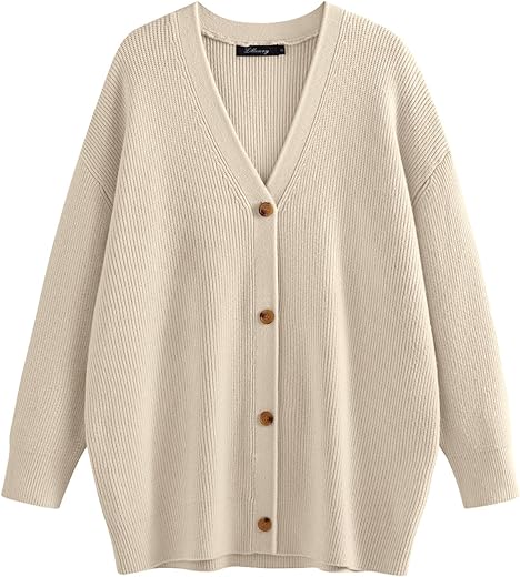 LILLUSORY Women's Cardigan 2023 Open Front Oversized Button Lightweight Sweaters V Neck Loose Cardigans Knit Outwear