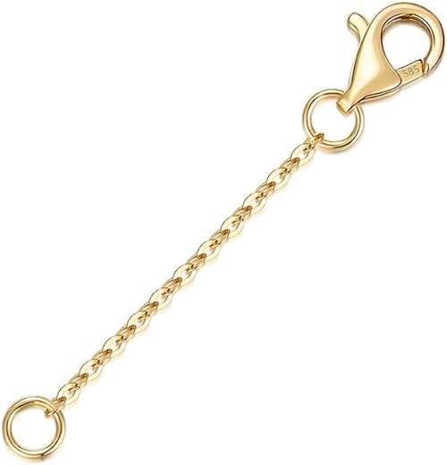 Lulau 14K Solid Gold Necklace Extender with Lobster Clasp Real Gold Bracelet Extender 1 2 3 Inch Durable Removable Adjustable Chain Gold Anklets Extension for Women 1" 2" 3"...