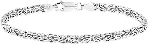 Miabella Italian 925 Sterling Silver or 18K Gold Over Silver 4mm Byzantine Link Chain Anklet Ankle Bracelet for Women, Made in Italy