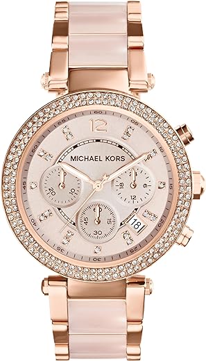 Michael Kors Parker Women's Watch, Stainless Steel and Pavé Crystal Watch for Women with Steel, Leather, or Silicone Band