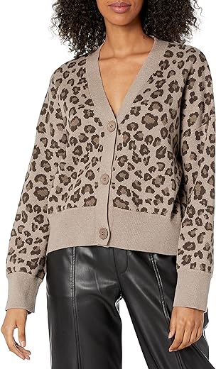 Monrow Women's Hj0208-leopard Oversized Cardigan