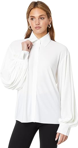 Norma Kamali Women's Full Sleeve Nk Shirt W/Collar Stand