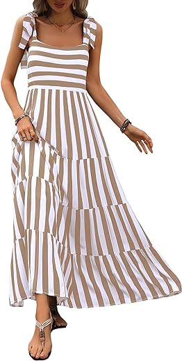 PRETTYGARDEN Womens 2024 Summer Sleeveless Spaghetti Strap Long Floral Maxi Dress Boho A Line Beach Sundresses