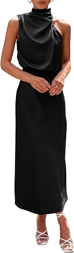 PRETTYGARDEN Womens Elegant Sleeveless Mock Neck Cocktail Party Maxi Dresses