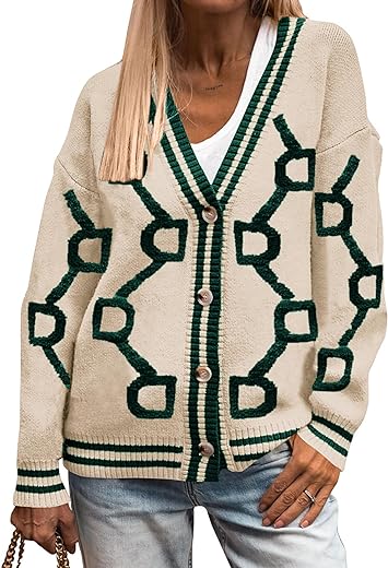 PRETTYGARDEN Womens Fall Chunky Knit Cardigan Open Front Button Up Winter Coat