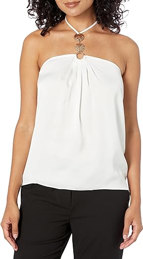 Ramy Brook Women's Carmen Satin Embellished Tie Neck Top