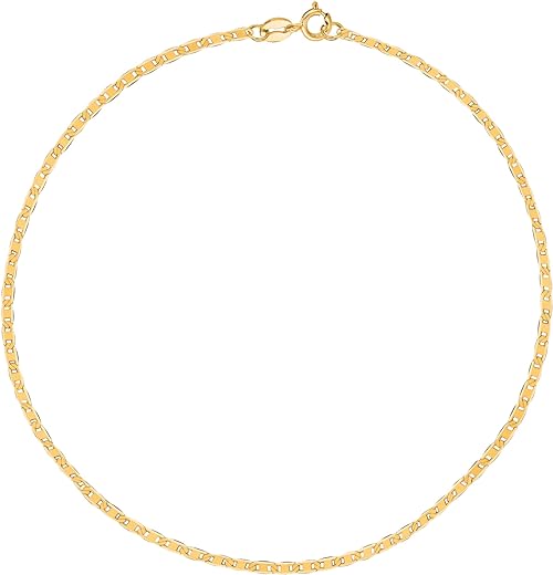 Ritastephens 10k Yellow Gold Mariner Dainty Bracelet Link Chain 7 Inches