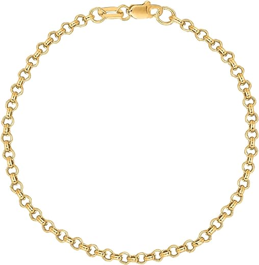 Ritastephens 10k Yellow Gold Rolo Foot Ankle Chain Anklet, Bracelet, or Necklace