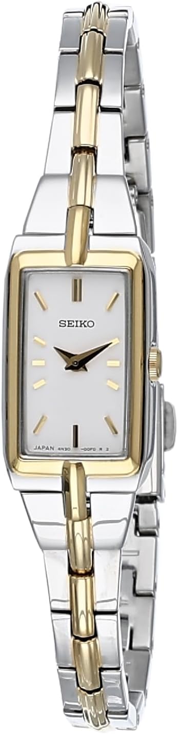 SEIKO Jewelry-Inspired Stainless Steel Watches for Women with Push 3-Fold Bracelet and Scratch-Resistant Hardlex Crystal, 30m Water-Resistant