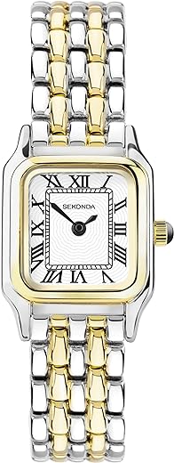 Sekonda Monica Ladies 20mm Quartz Watch in White with Analogue Display, and Two Tone Alloy Strap