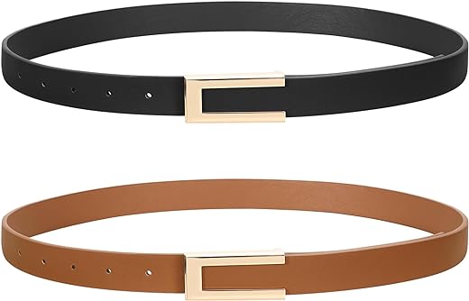 SUOSDEY Women Leather Belts for Dress Jeans Belt with Gold Buckle Belts for Women