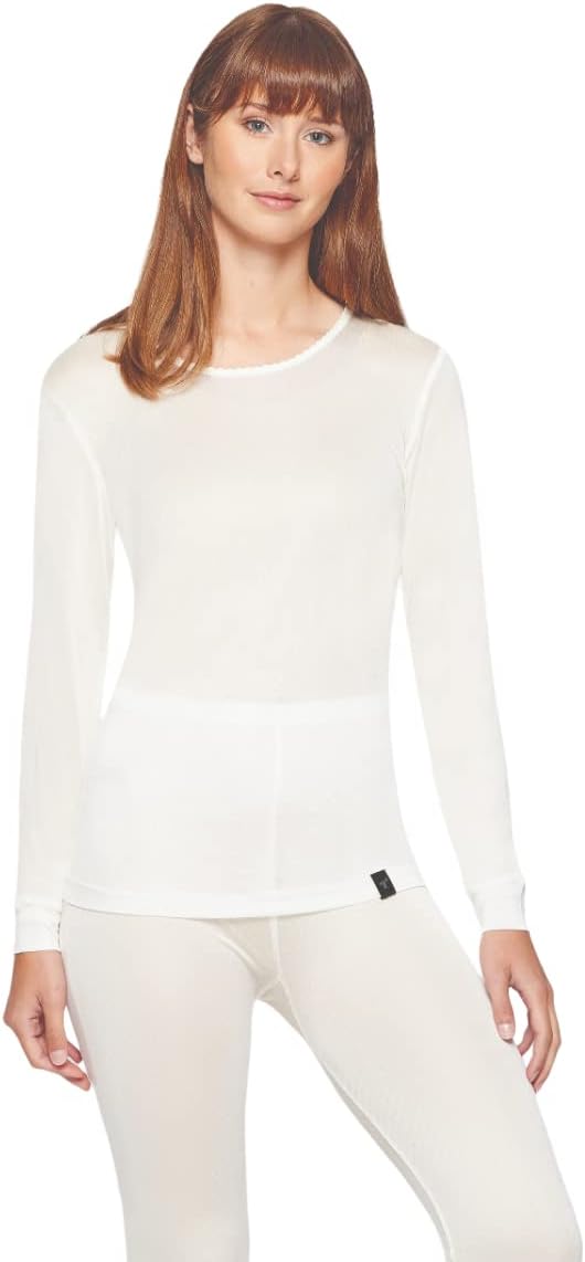 Terramar Women's 100% Silk Thermasilk Pointelle Scoop Shirt Baselayer