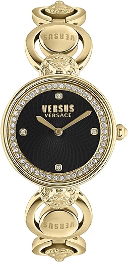 Versus Versace Victoria Harbour Collection Women's Watch Jewelry Featuring Silver Guilloché Dial Swarovski Crystals