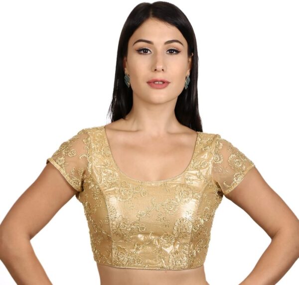 Women's Indian Choli - Gold Saree Blouse for Women Readymade Designer