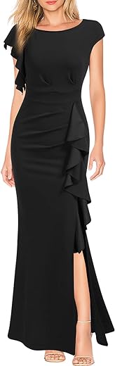 WOOSEA Women's Split Bodycon Mermaid Evening Cocktail Long Dress